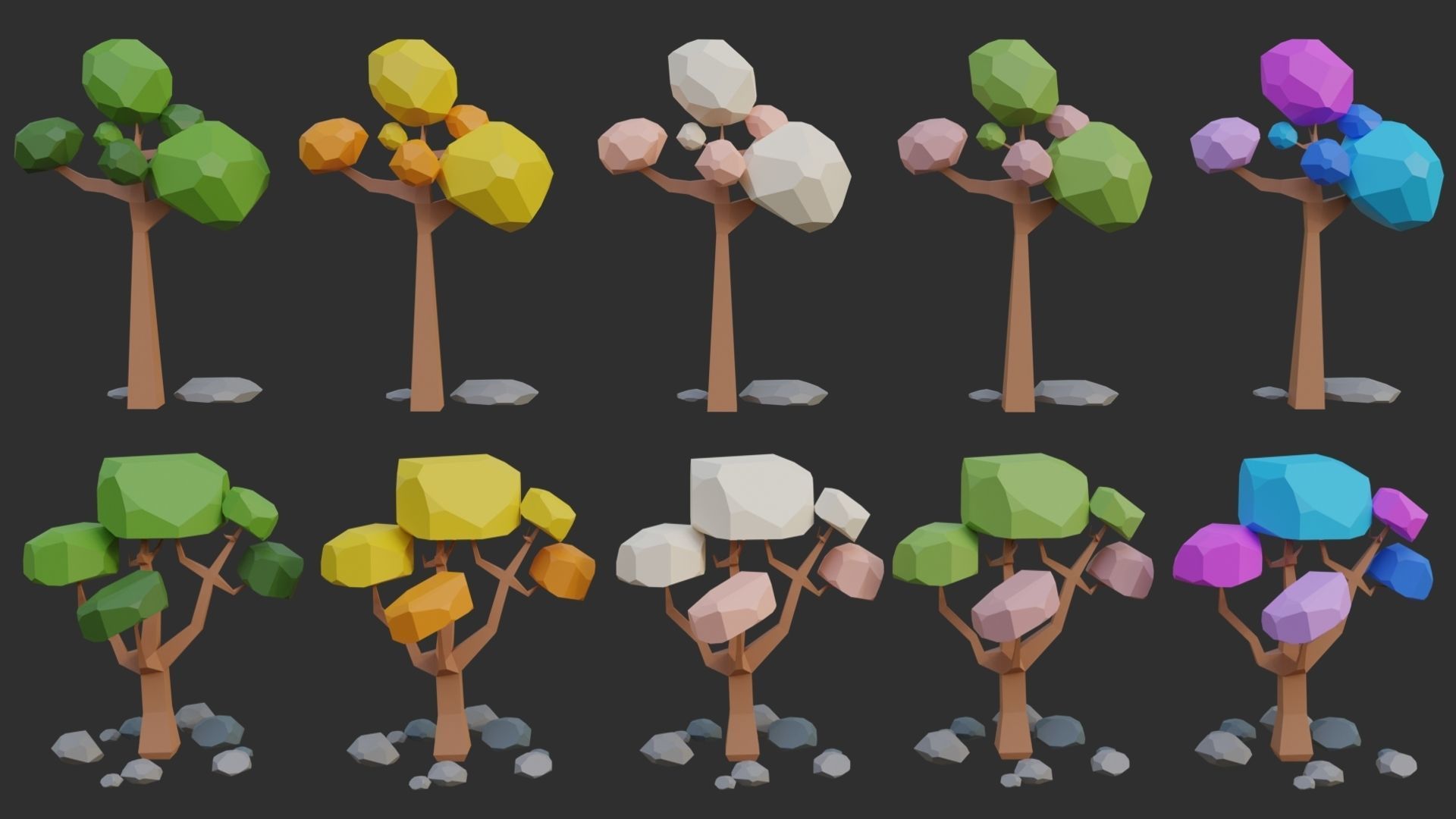 Low Poly Trees 4 seasons pack Low-poly 3D model_22