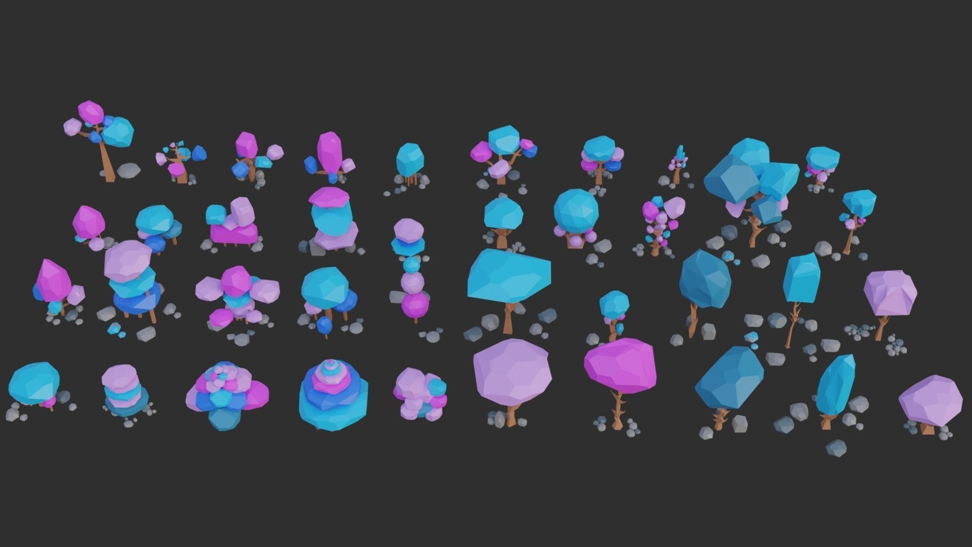 Low Poly Trees 4 seasons pack Low-poly 3D model_20