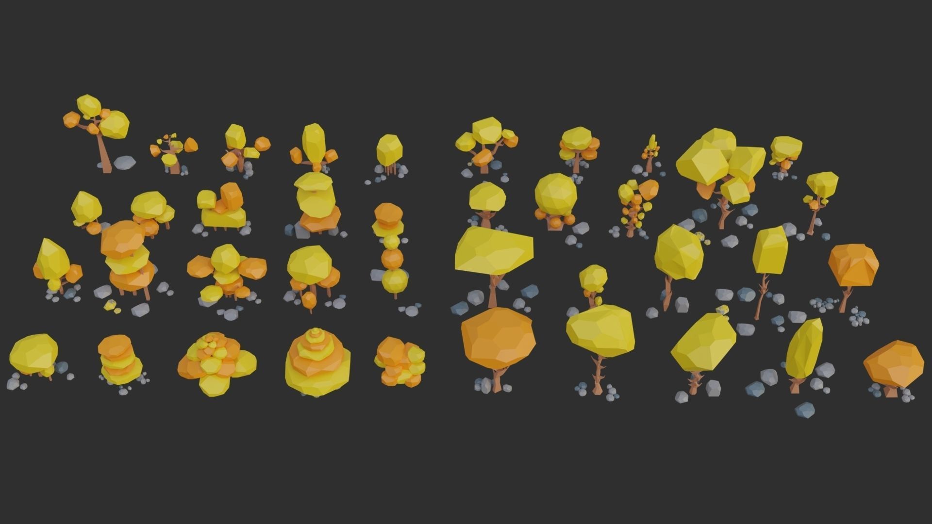 Low Poly Trees 4 seasons pack Low-poly 3D model_8