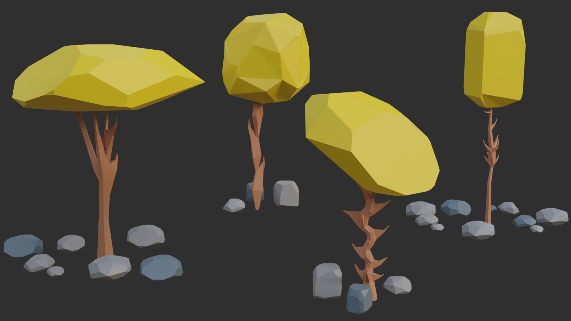 Low Poly Trees 4 seasons pack Low-poly 3D model_11