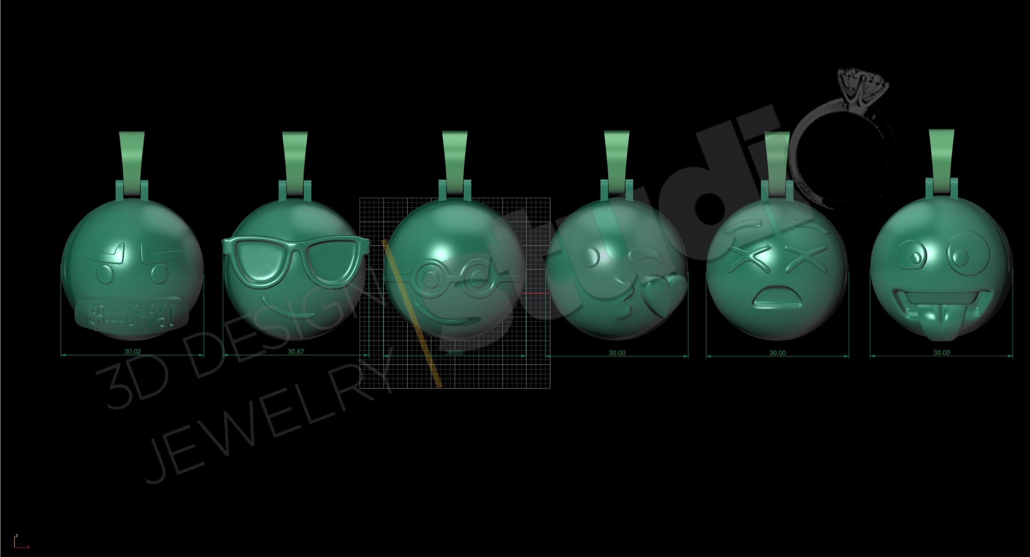 Detailed emojis pendant 3d model 3D print model_4