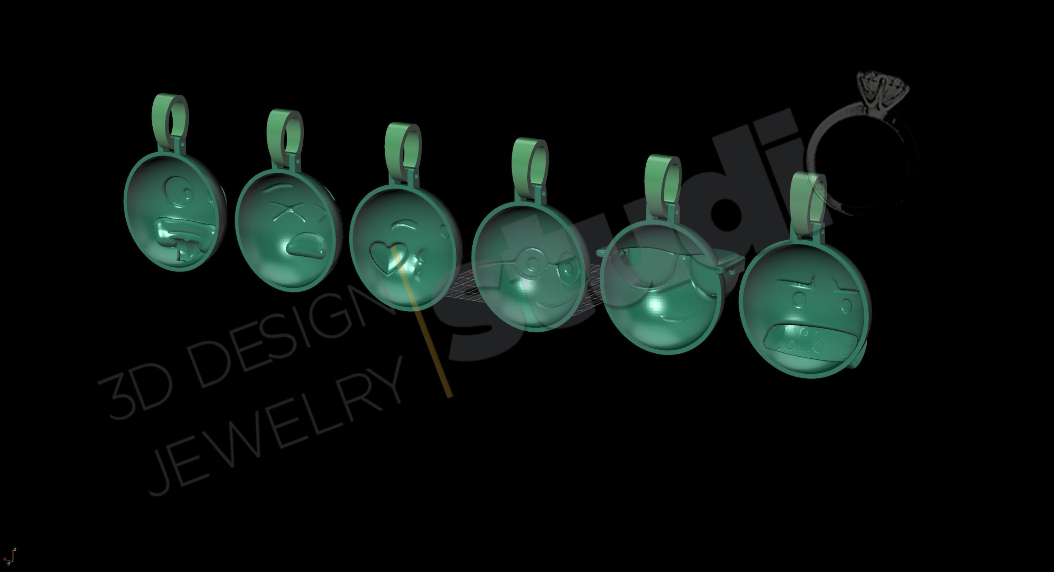 Detailed emojis pendant 3d model 3D print model_5