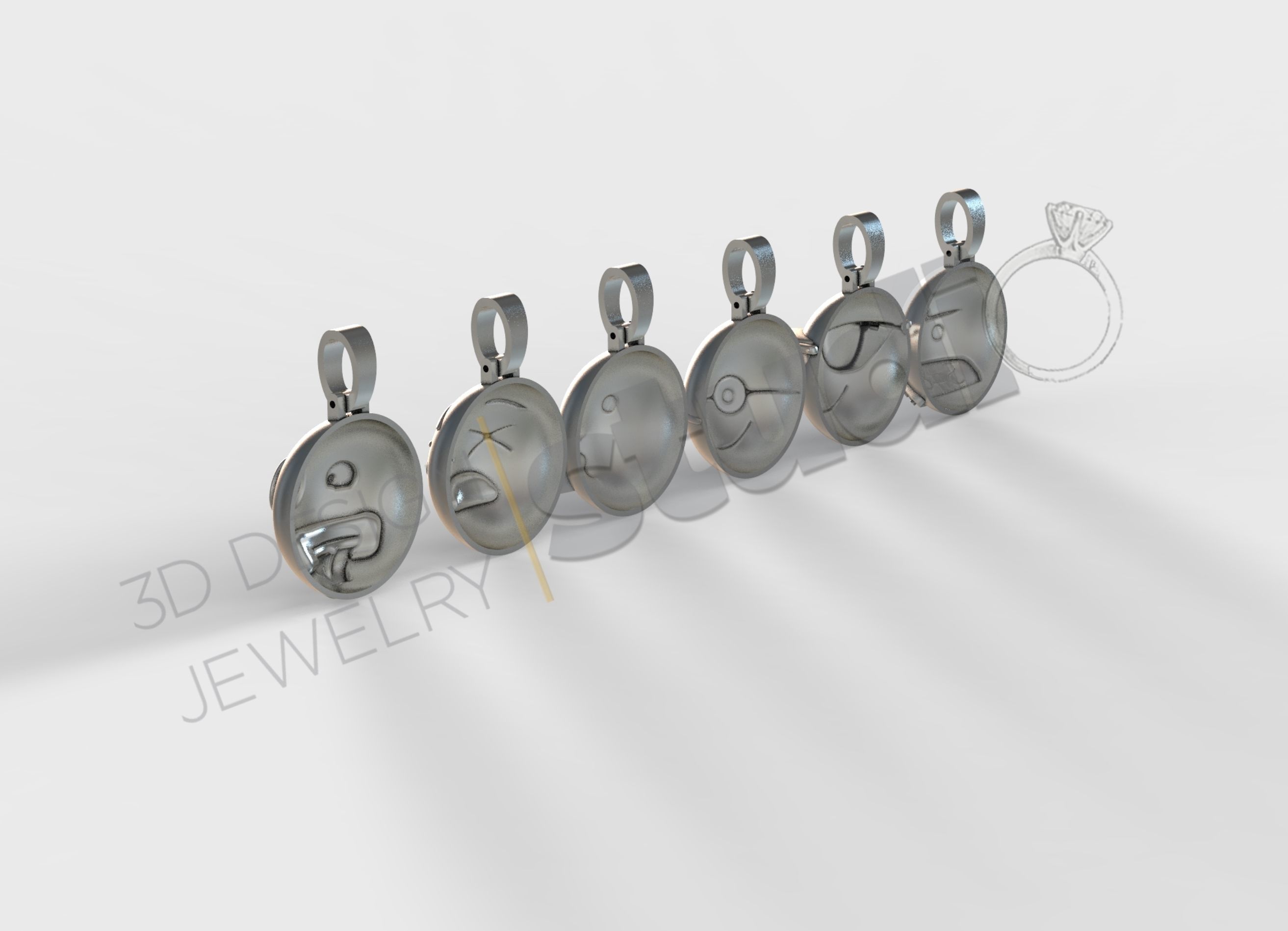 Detailed emojis pendant 3d model 3D print model_1