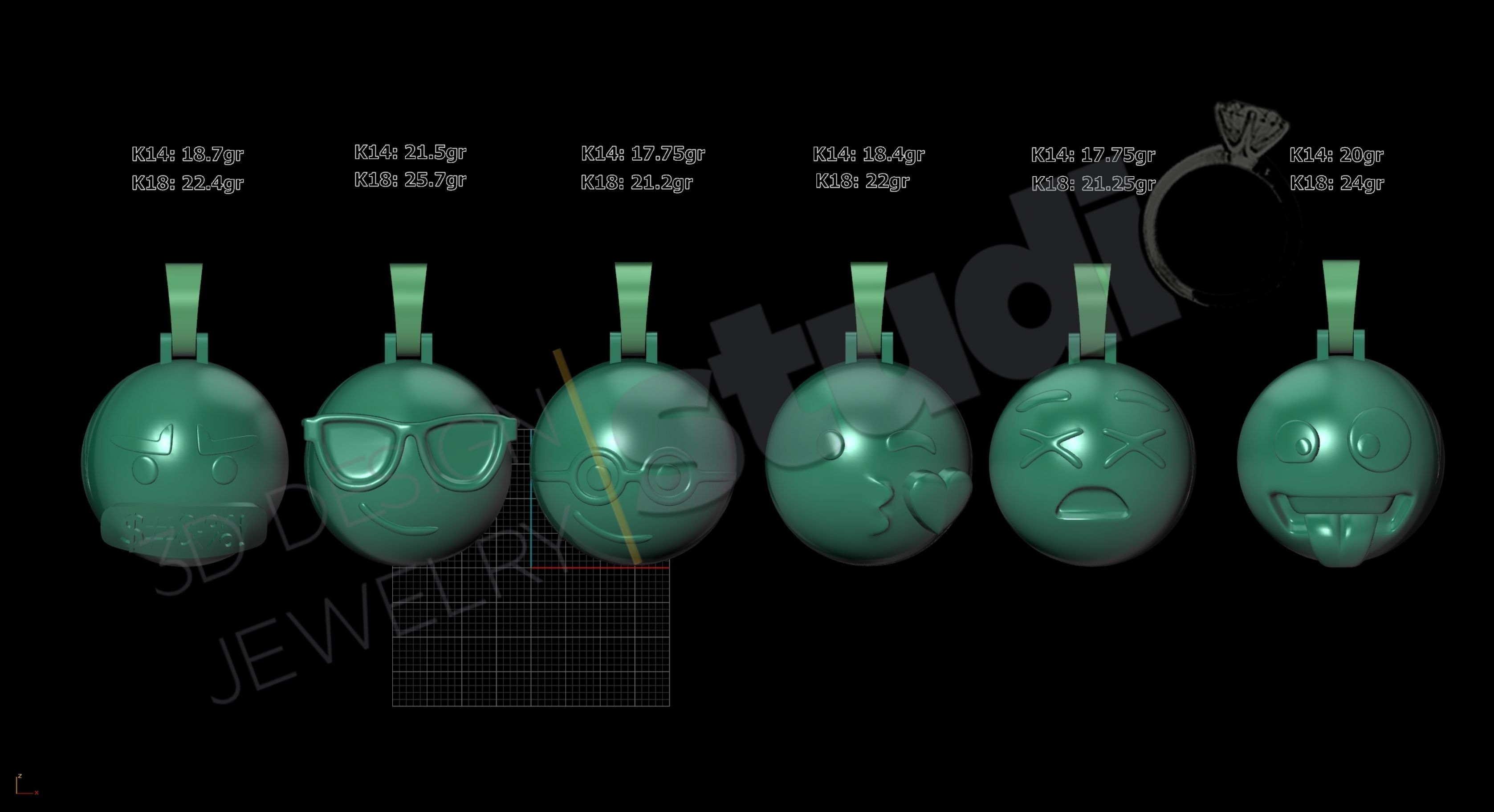 Detailed emojis pendant 3d model 3D print model_6