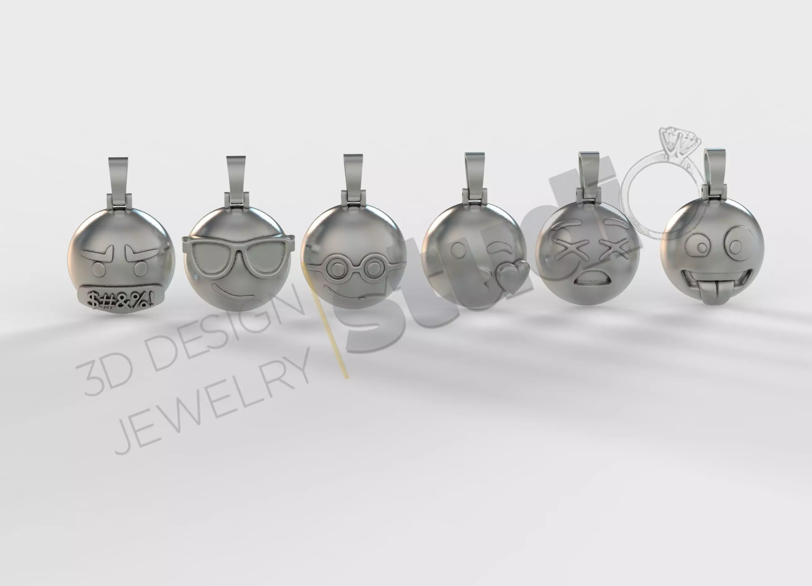 Detailed emojis pendant 3d model 3D print model_0