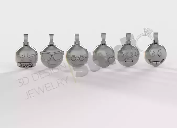 Detailed emojis pendant 3d model