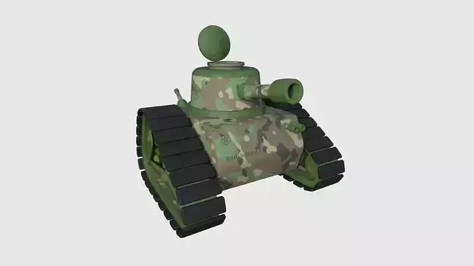 War Tank Cartoon A05 Green Camouflage - Military Vehicle