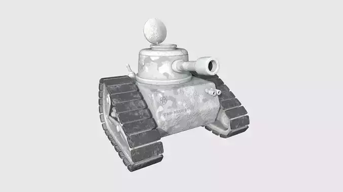 War Tank Cartoon A07 Snow Camouflage - Military Vehicle