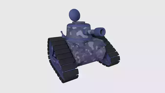 War Tank Cartoon A08 Blue Camouflage - Military Vehicle