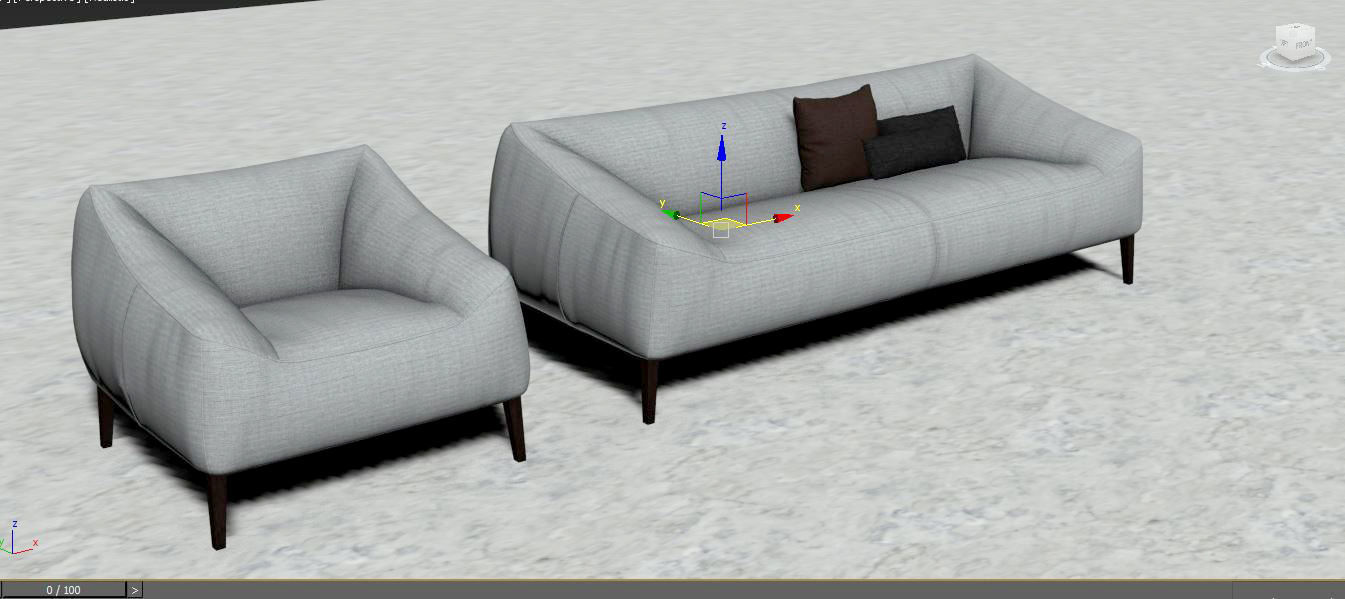 Soft Fabric Sofa Full 3D model_1