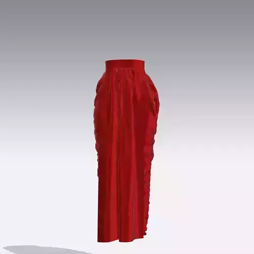 SKIRT RED SATIN DRAPED LONG MODERN LOOK