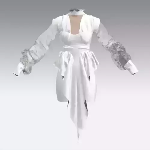 DRESS  RUFFLED LOOK HEART NECKLINE LITTLE DRESS MODERN 