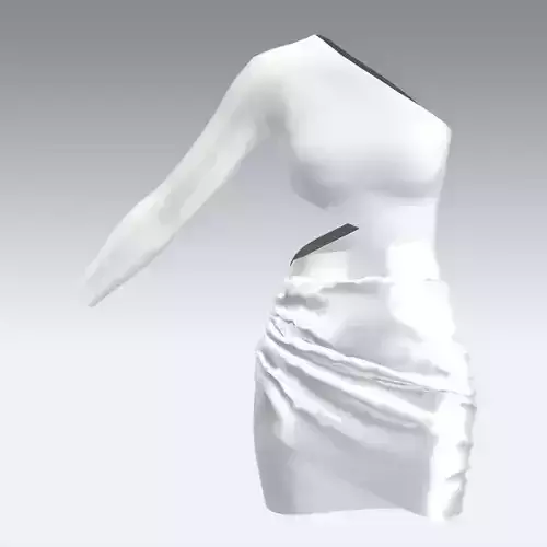 DRESS LOOK WHITE MATTE ANG SATIN RUFFLED DRESS ONE SHOULDER 