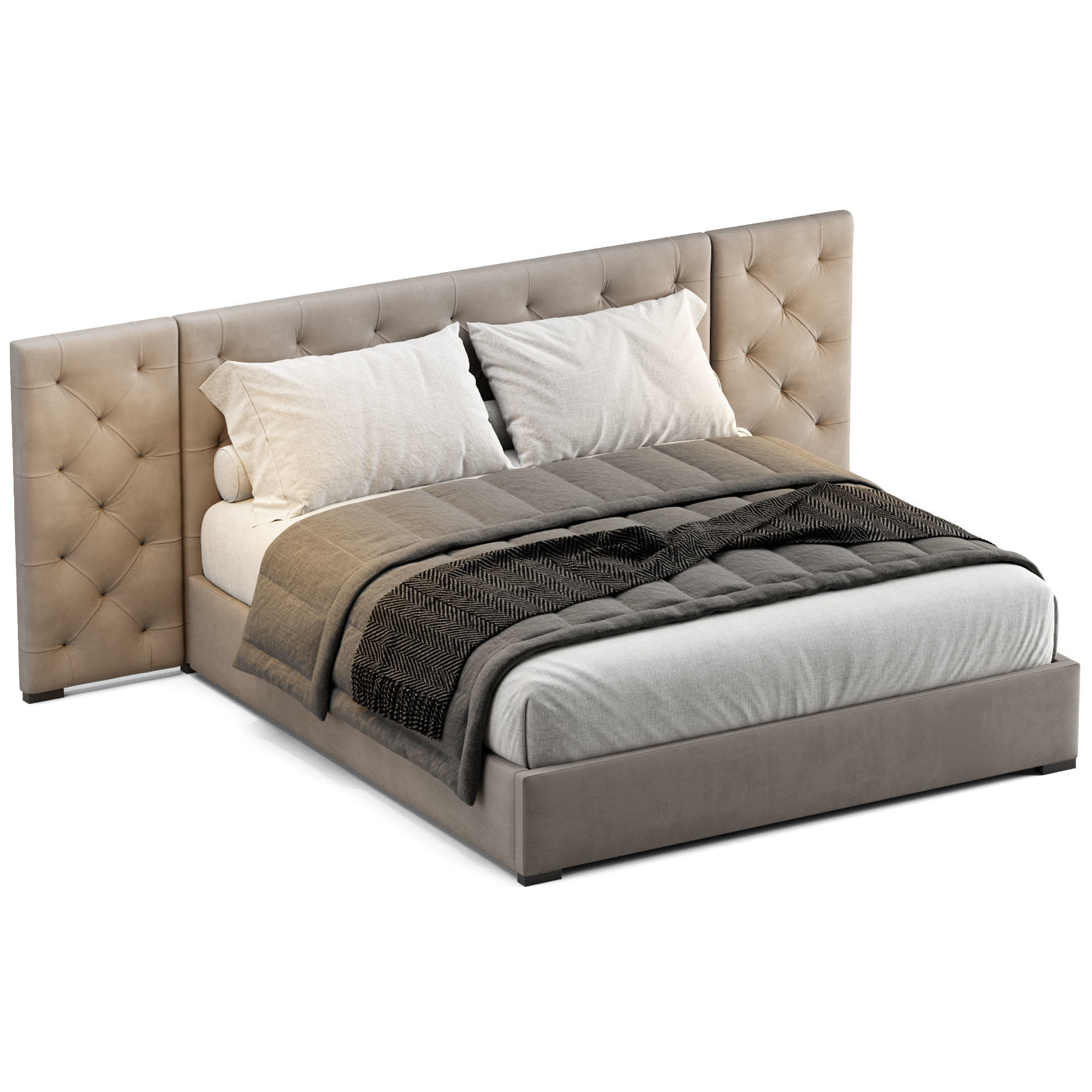 MODENA FABRIC DIAMOND-TUFTED EXTENDED BED 3D model_5
