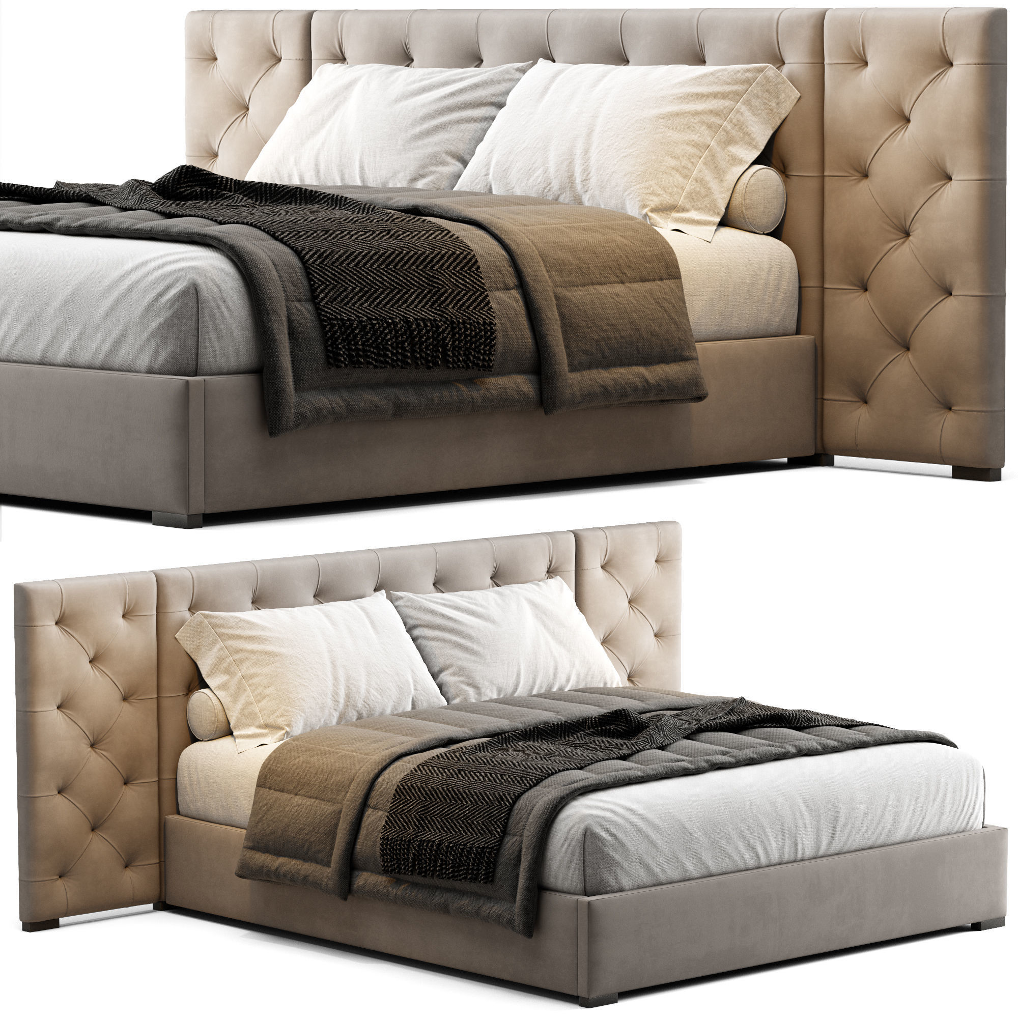 MODENA FABRIC DIAMOND-TUFTED EXTENDED BED 3D model_2