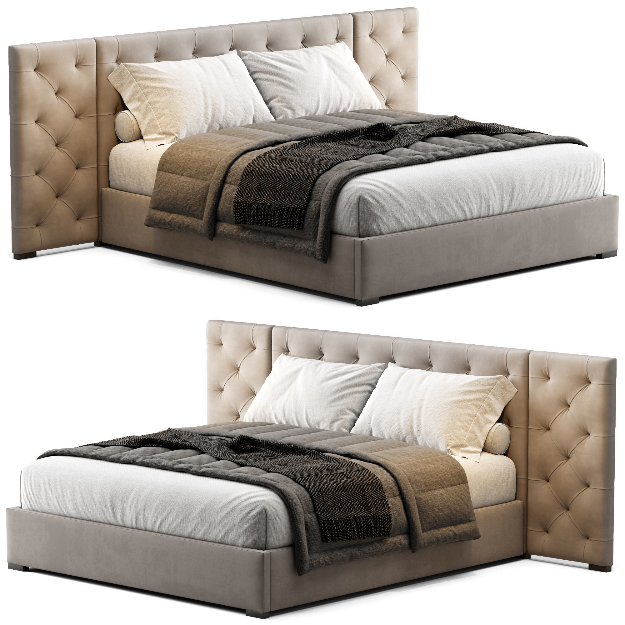 MODENA FABRIC DIAMOND-TUFTED EXTENDED BED 3D model_11