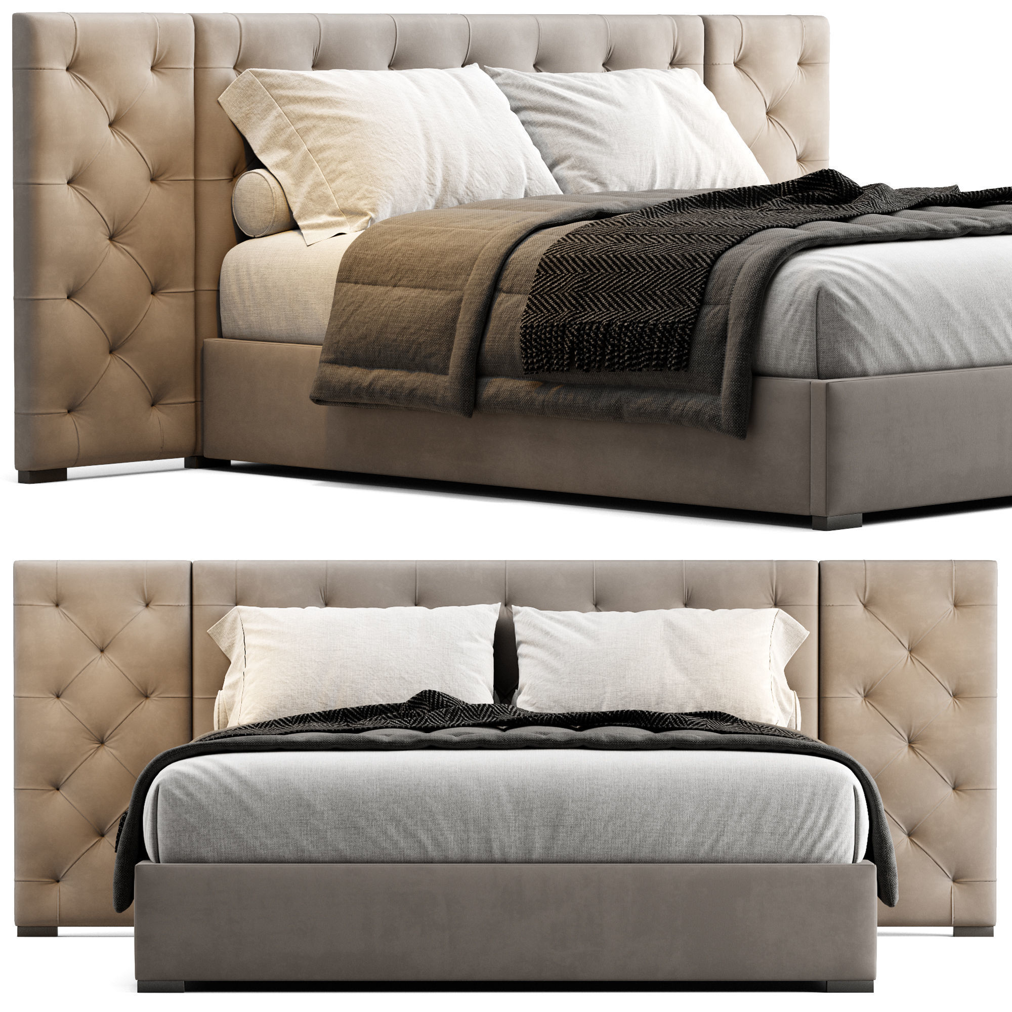 MODENA FABRIC DIAMOND-TUFTED EXTENDED BED 3D model_13