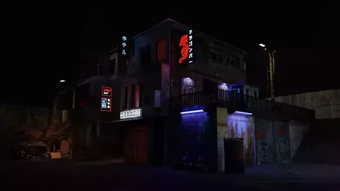 Cyberpunk Street Scene 3D model