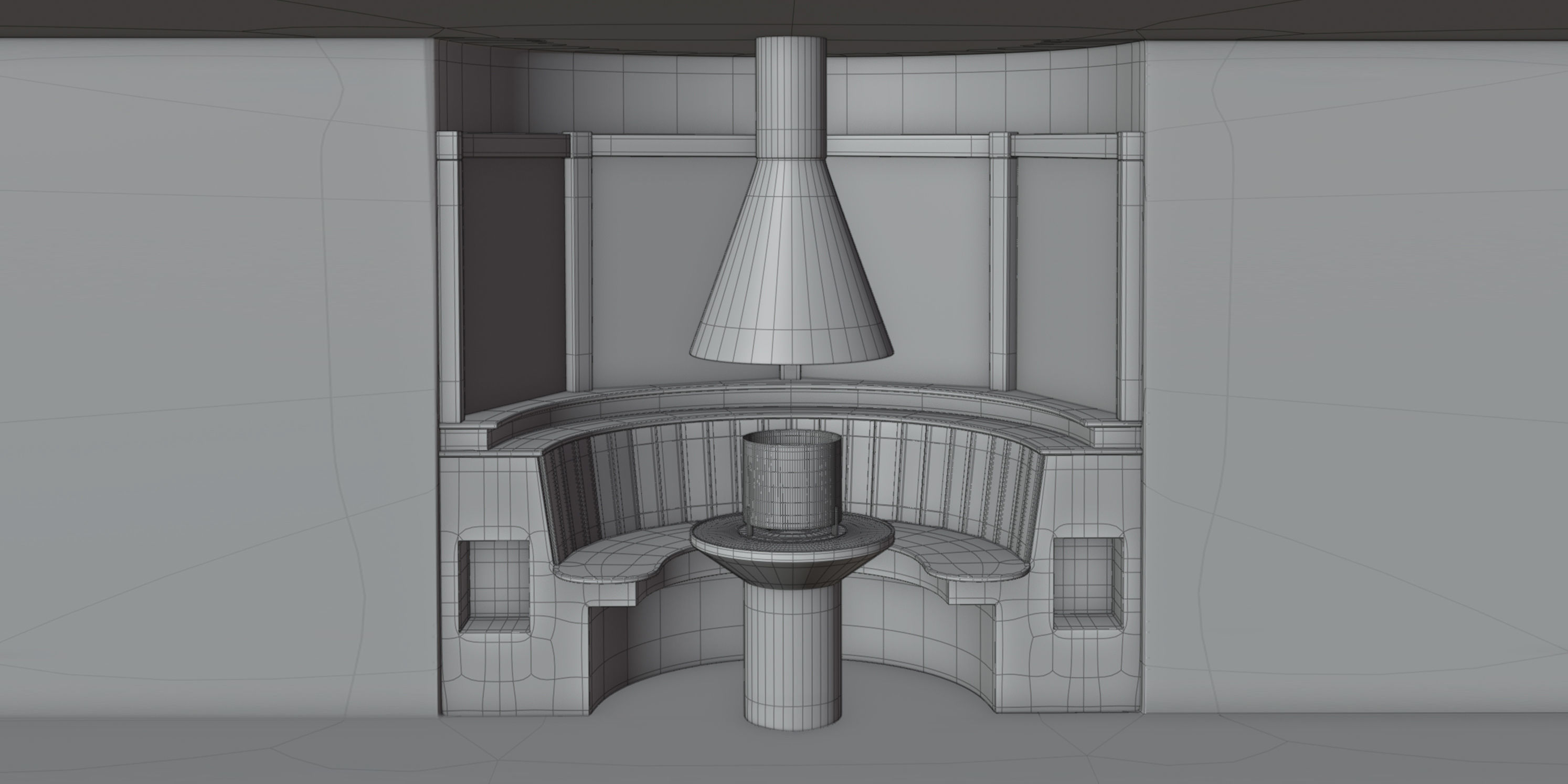 Round Nook Scene with AB3 Ethanol Burner 3D model_3