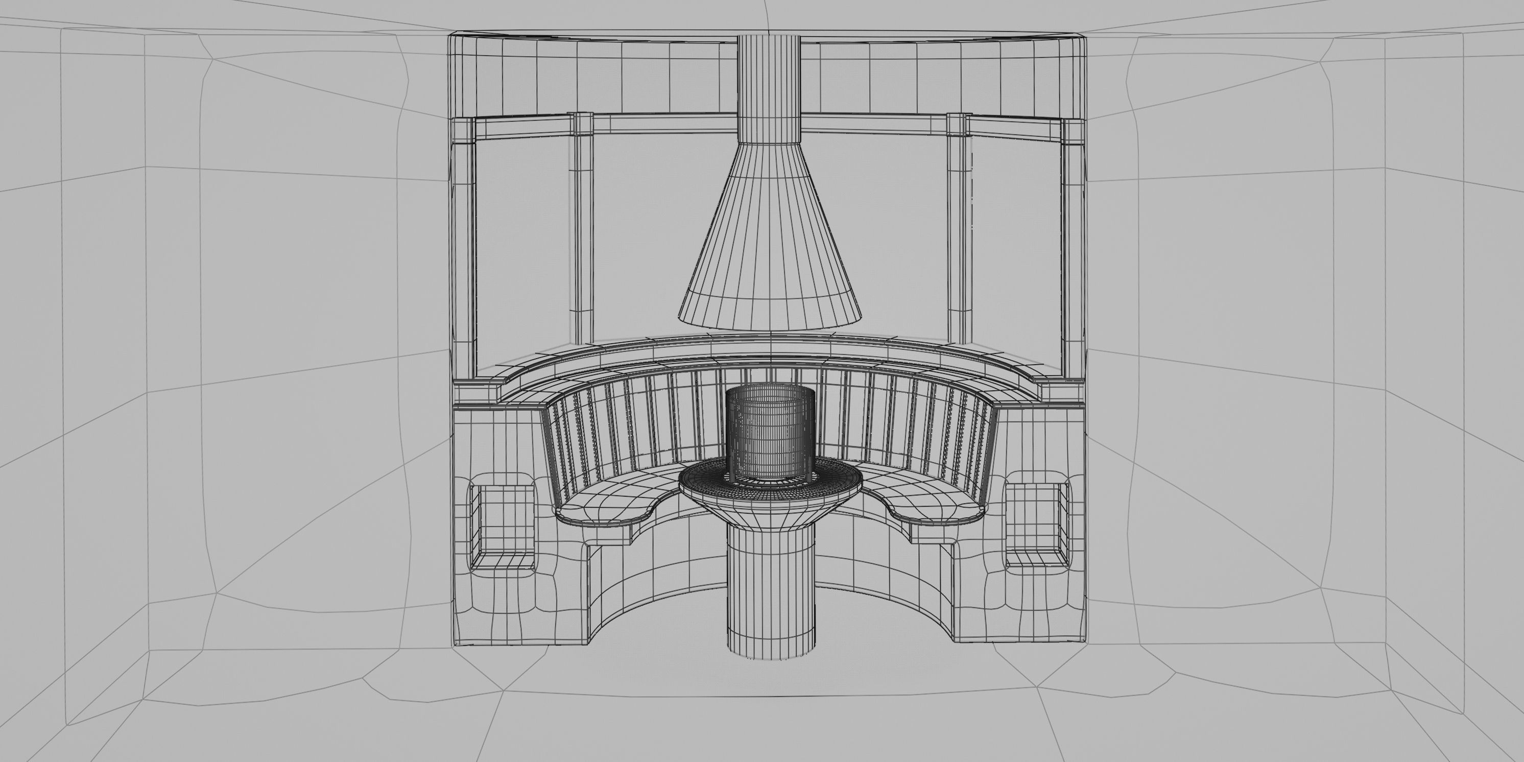 Round Nook Scene with AB3 Ethanol Burner 3D model_4