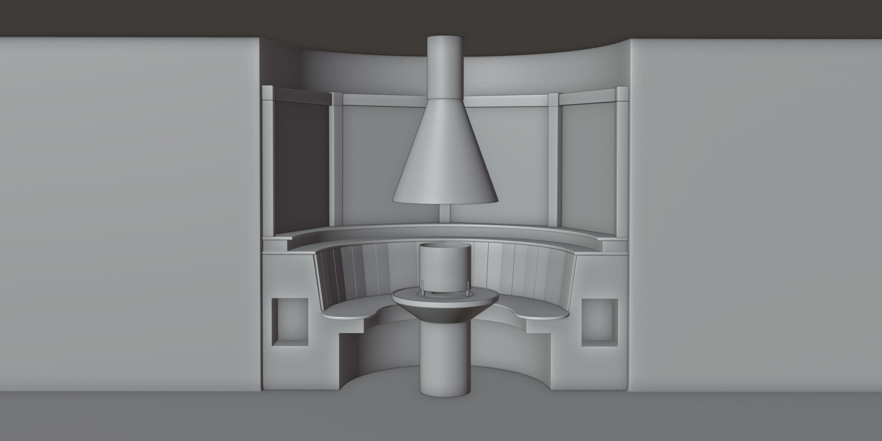 Round Nook Scene with AB3 Ethanol Burner 3D model_2