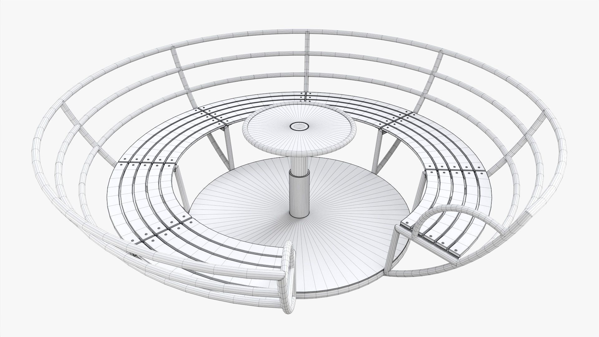 Roundabout bench 02 3D model_8