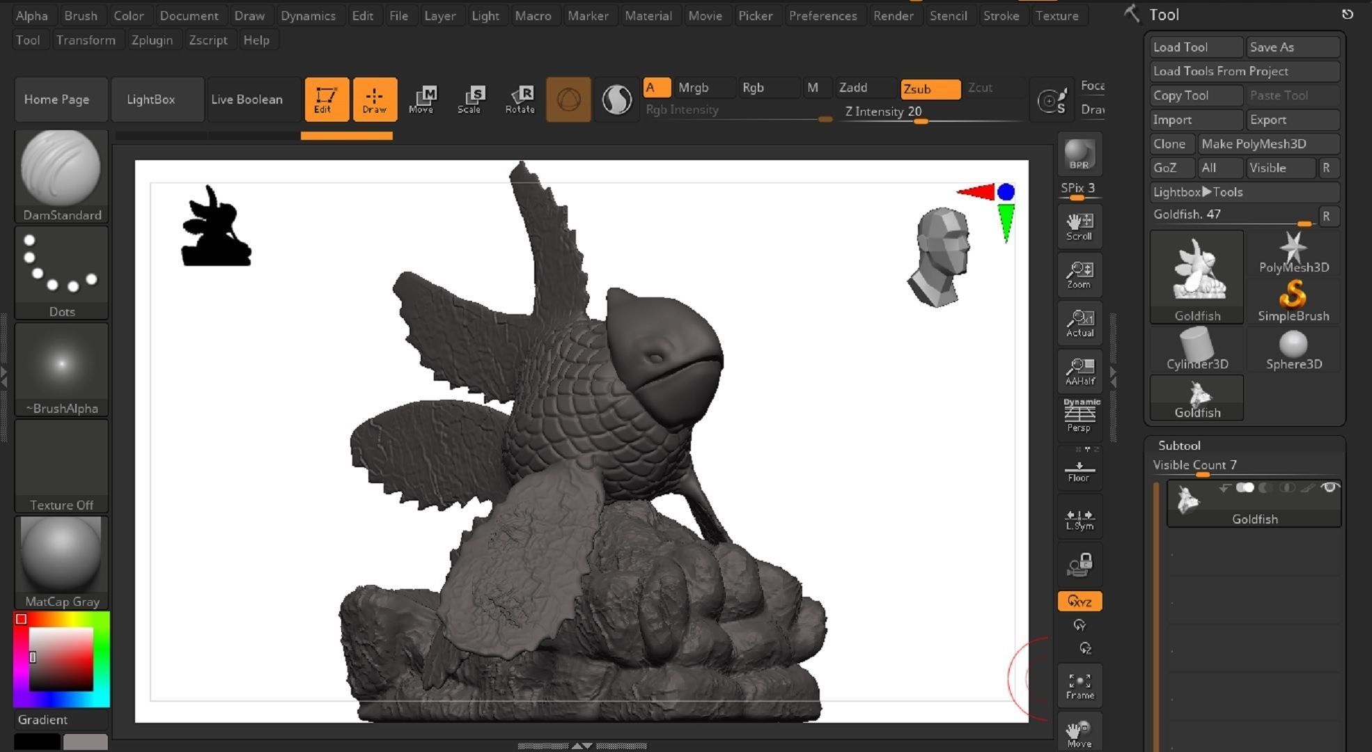 Goldfish statue of bird 3D model_12
