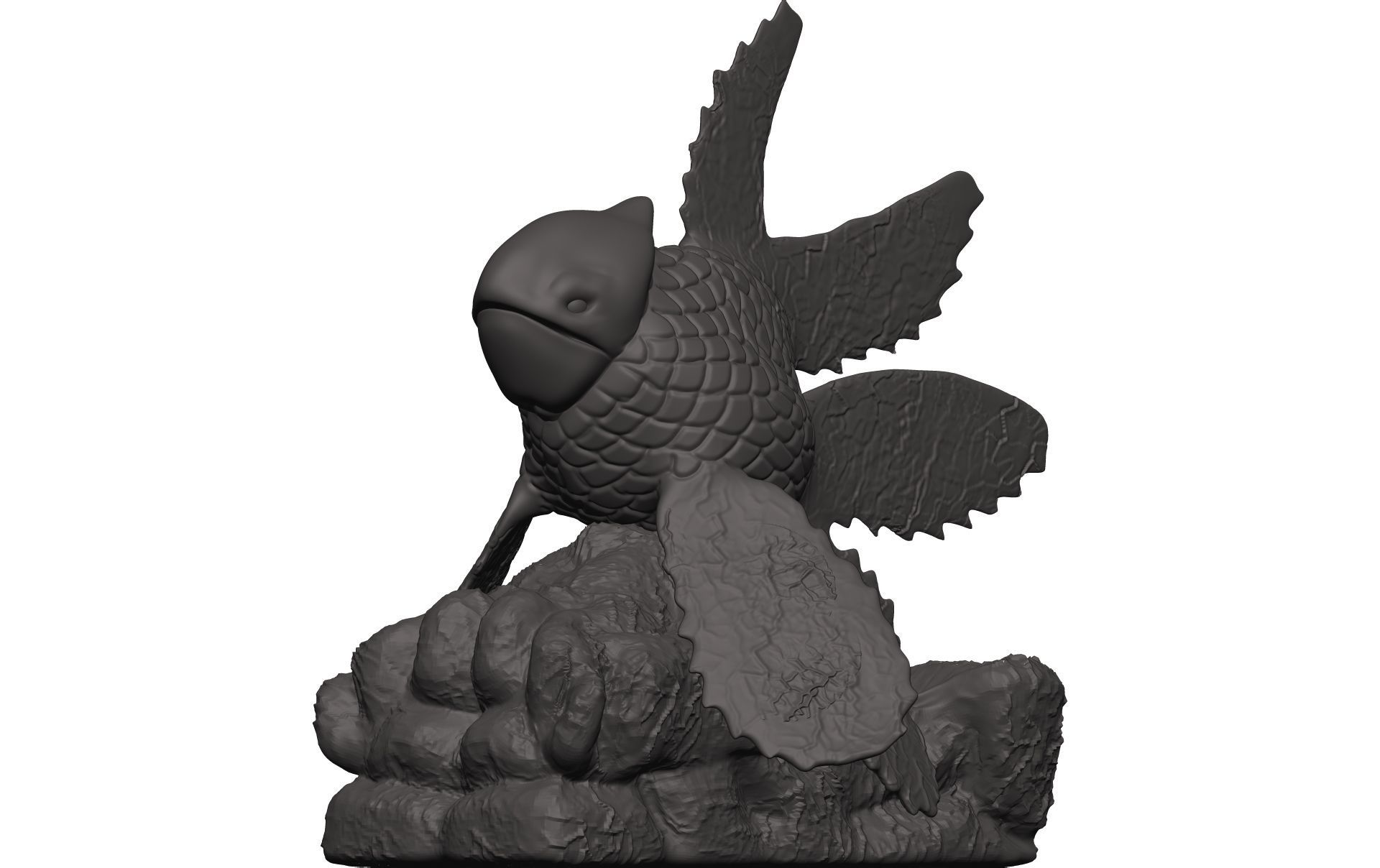 Goldfish statue of bird 3D model_2