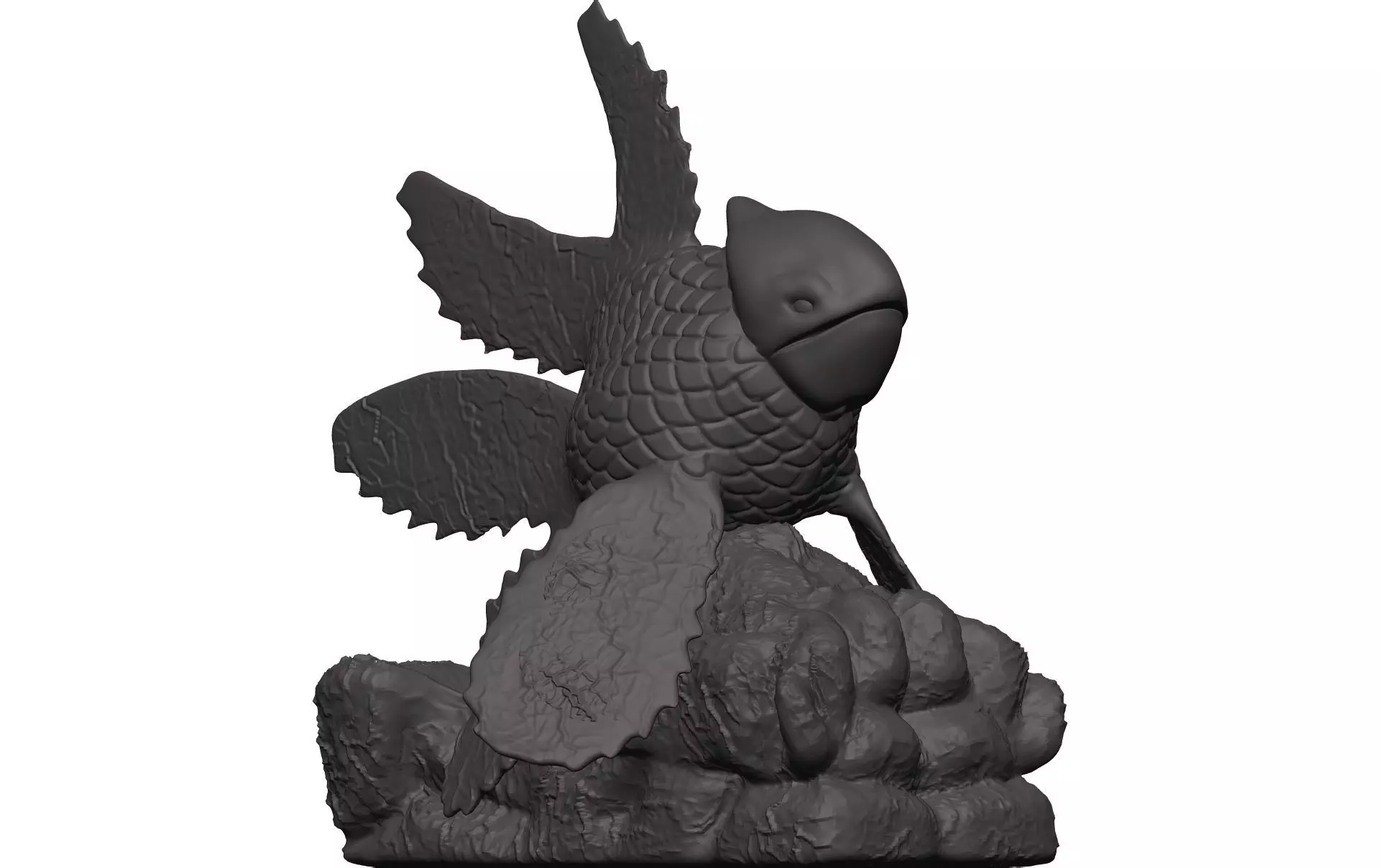 Goldfish statue of bird 3D model_0