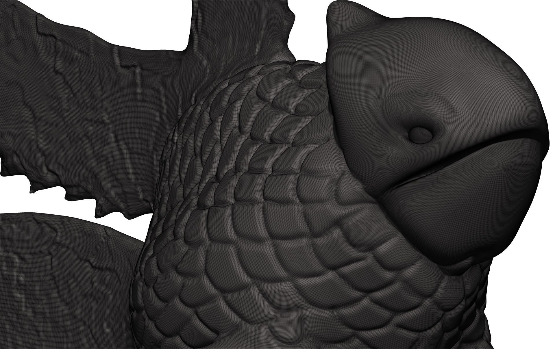 Goldfish statue of bird 3D model_11