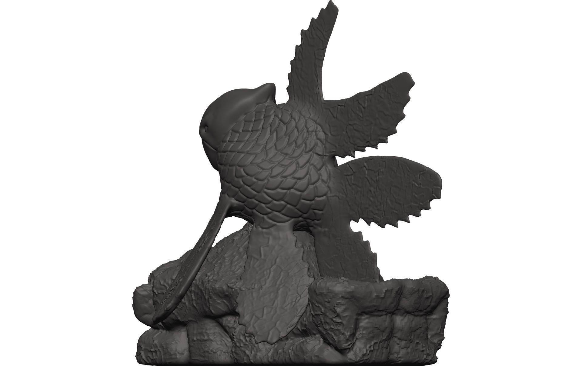 Goldfish statue of bird 3D model_4