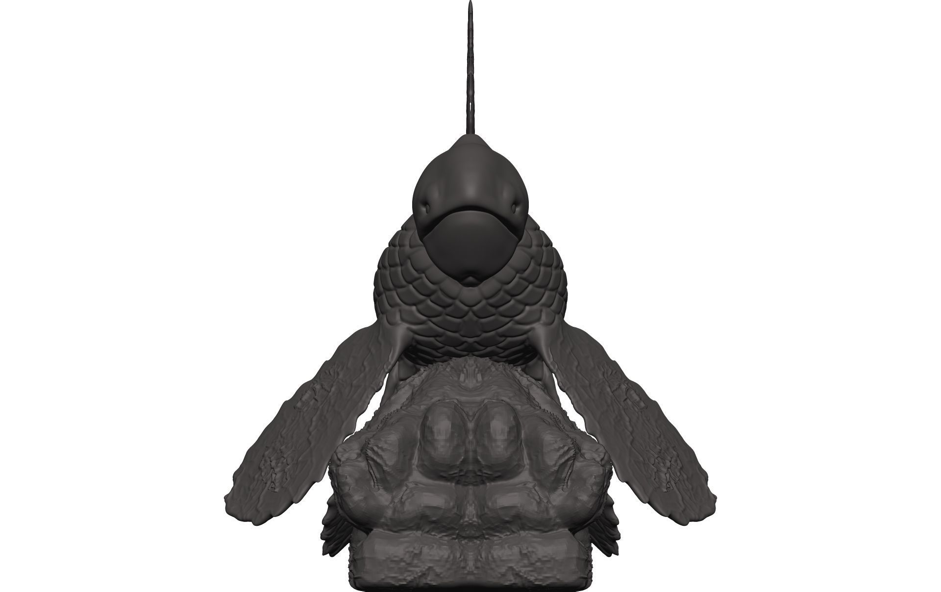 Goldfish statue of bird 3D model_1