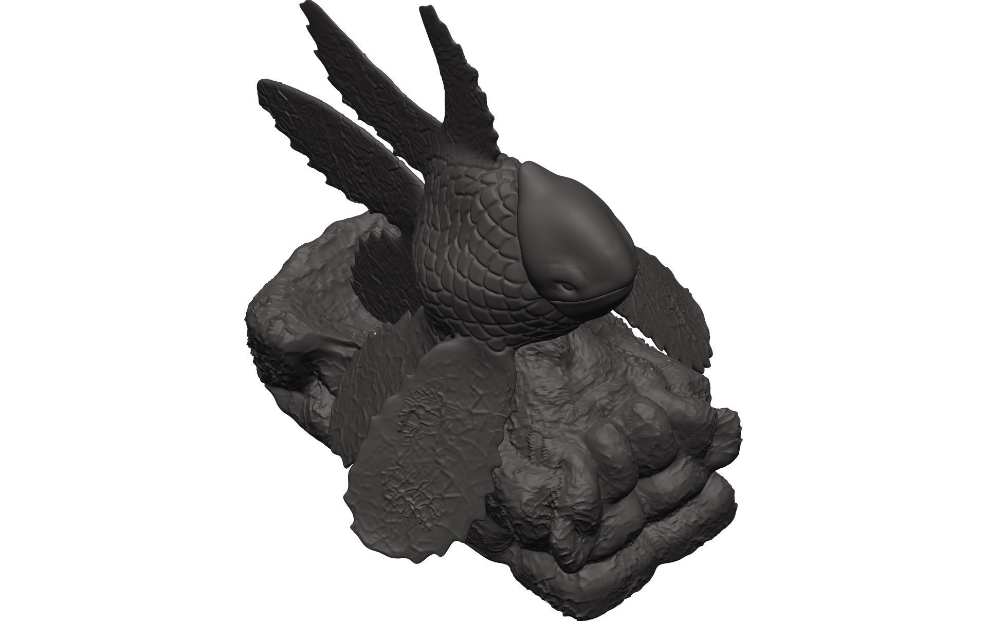 Goldfish statue of bird 3D model_8