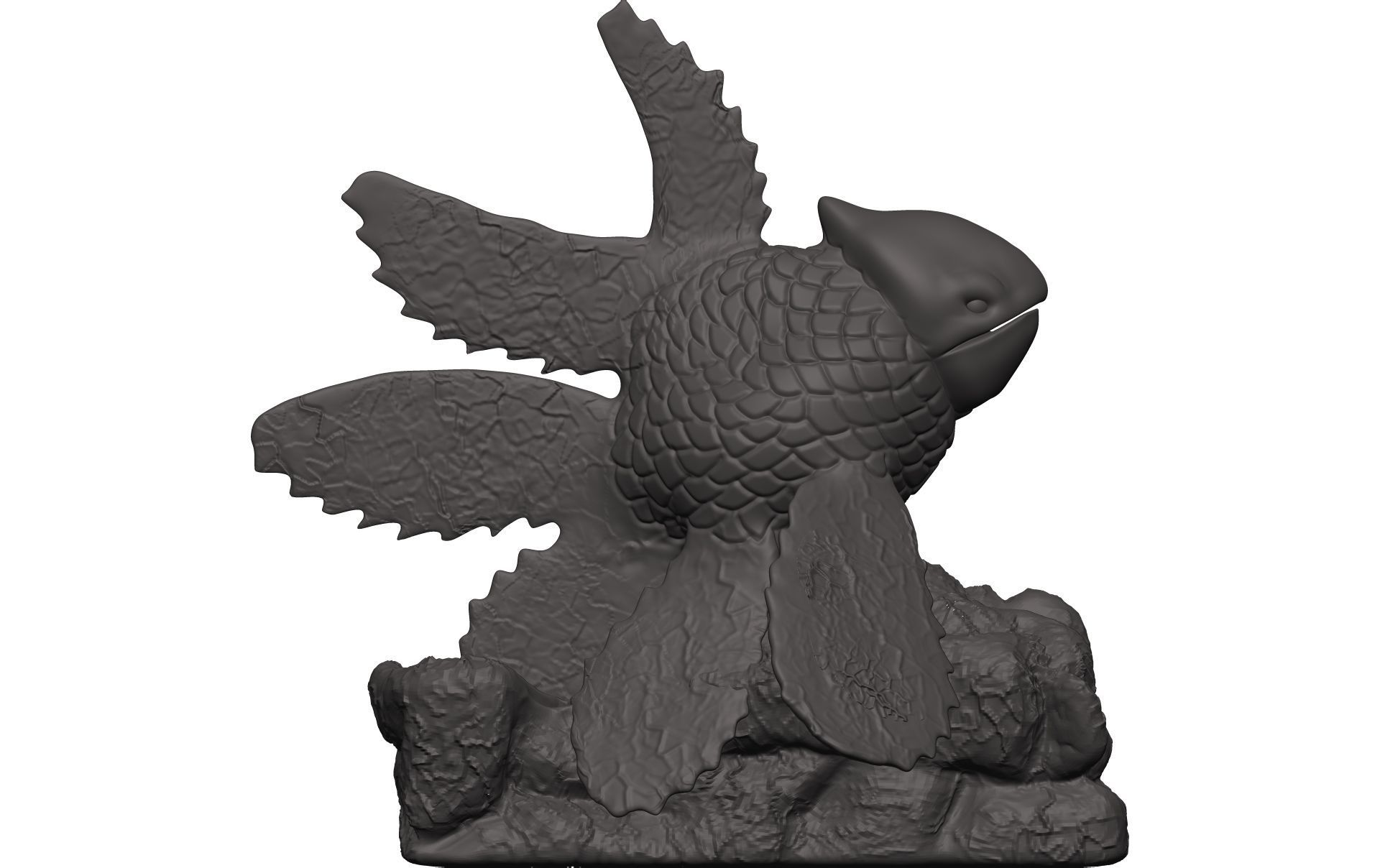 Goldfish statue of bird 3D model_7