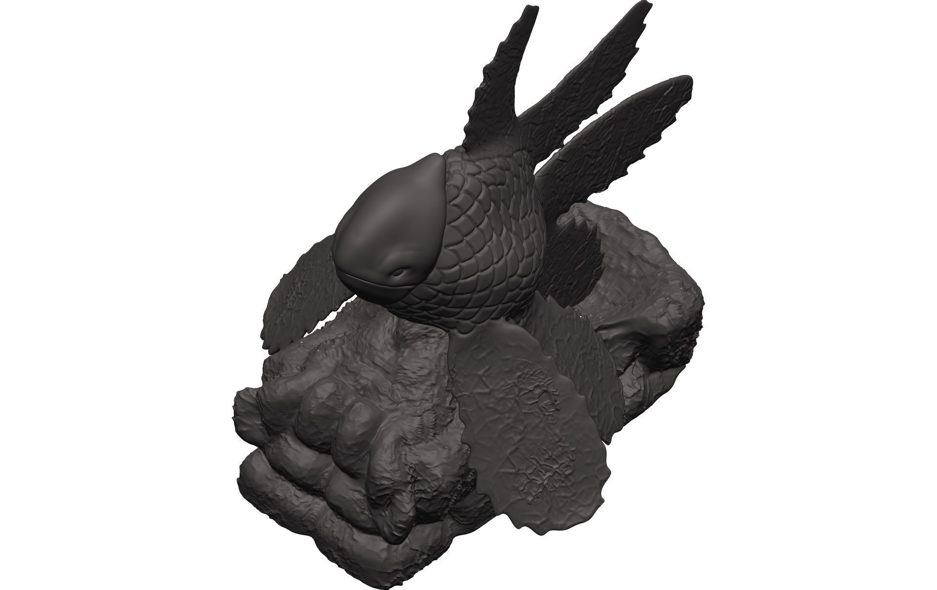 Goldfish statue of bird 3D model_9