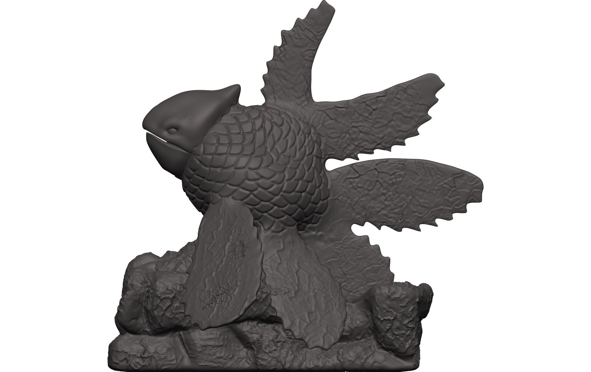 Goldfish statue of bird 3D model_3