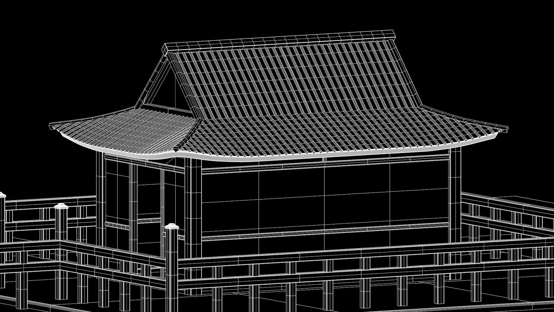 Japanese Shrine Low-poly 3D model_8