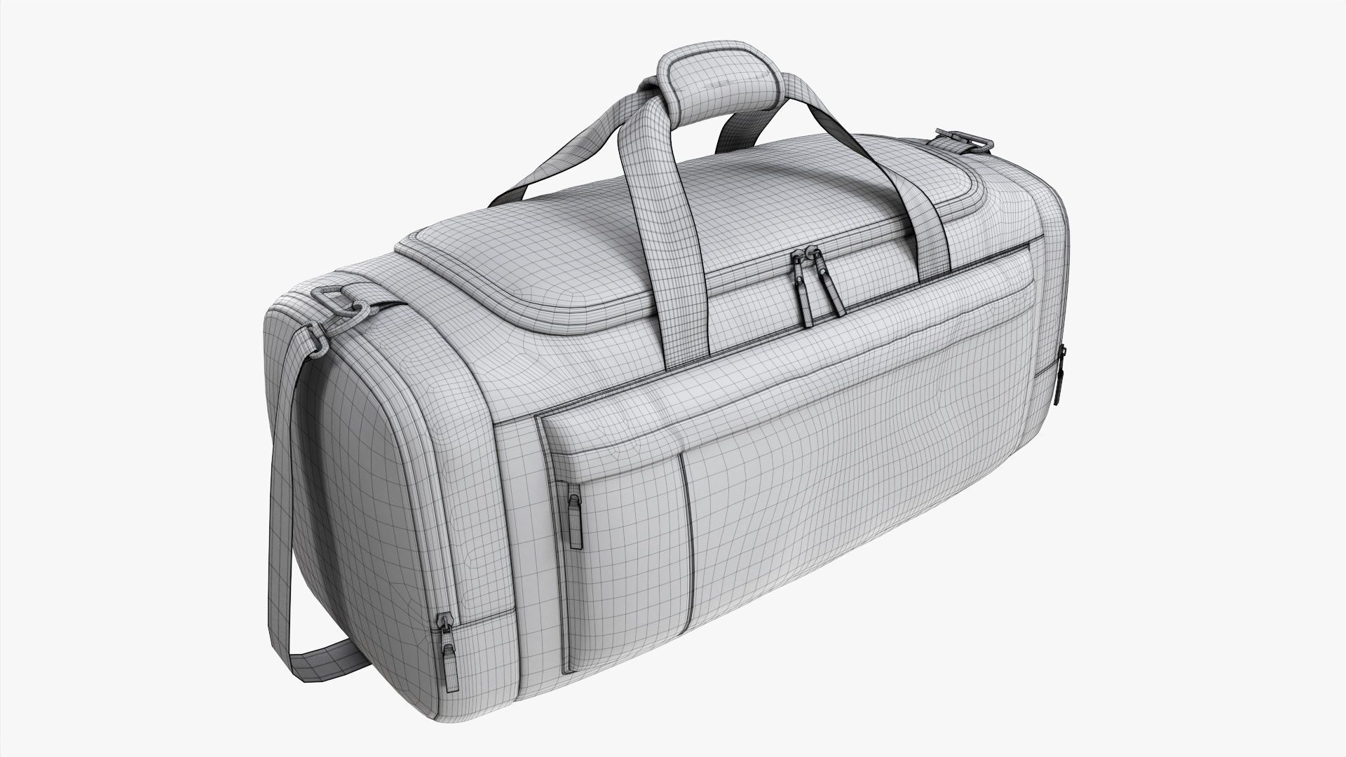 Duffel sport travel bag dark gray 3D model_11
