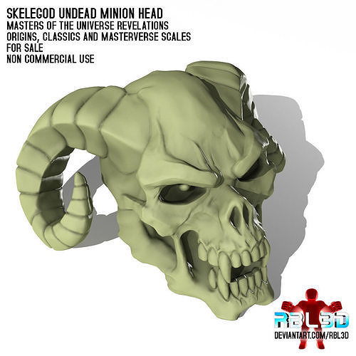 Skelegod Undead Minion Head -Motu 3 scales- 3D print model