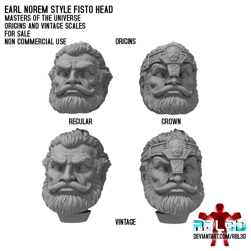 Fisto Head Earl Norem style -motu origins and vintage- 3D print model_1