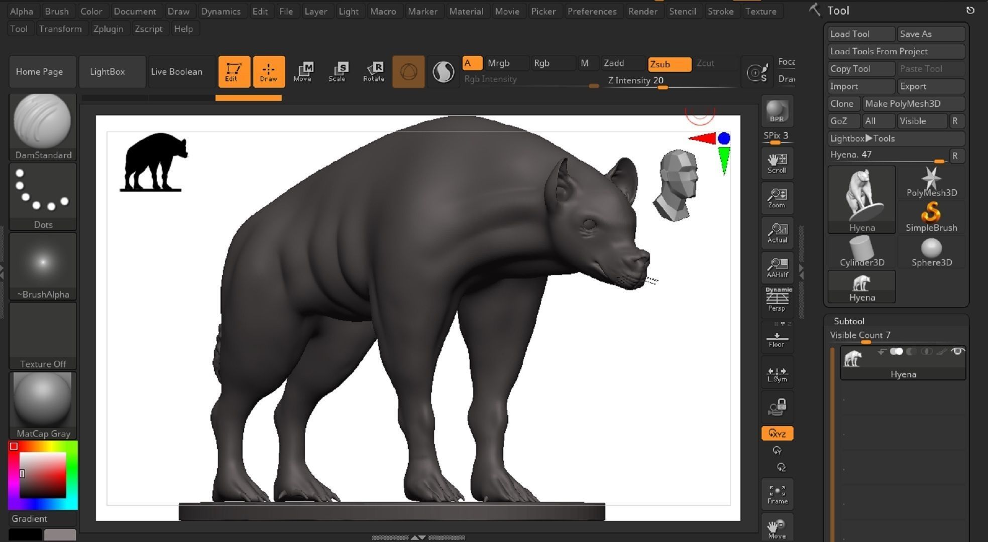 Hyena statue of cat 3D model_11