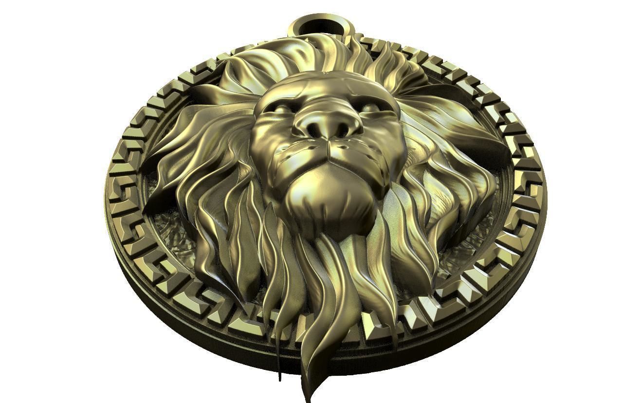 Lion Head pendant 3D print model_3