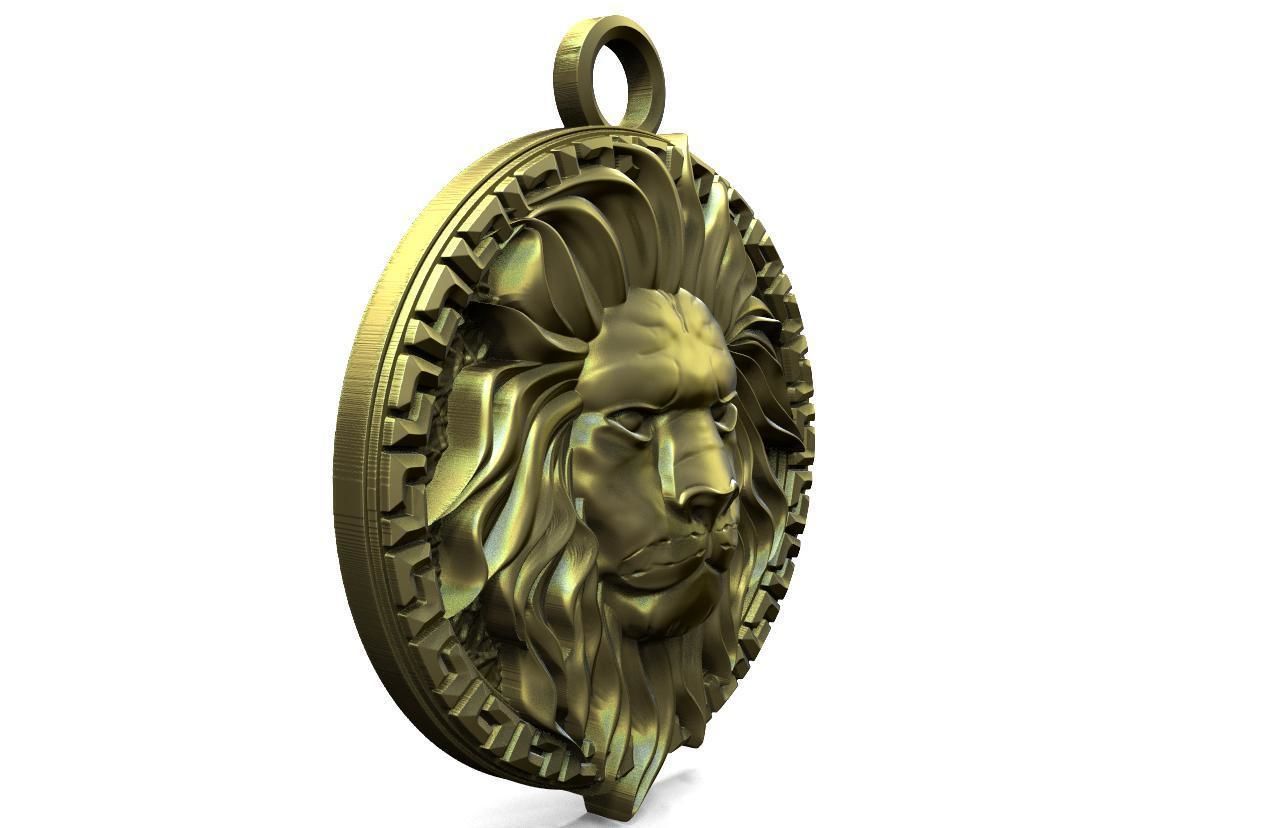 Lion Head pendant 3D print model_2