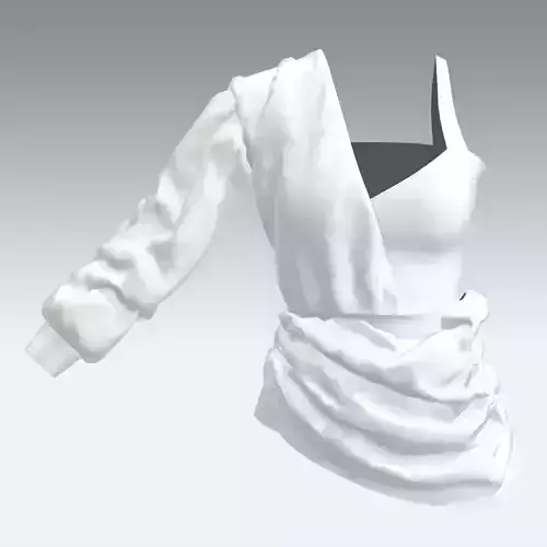 BLOUSE WHITE DRAPED LOOK ASYMETRIC STYLE MODERN