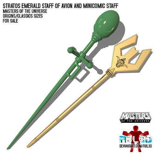 Stratos Emerald Staff of Avion and minicomic staff Motu 3D print model