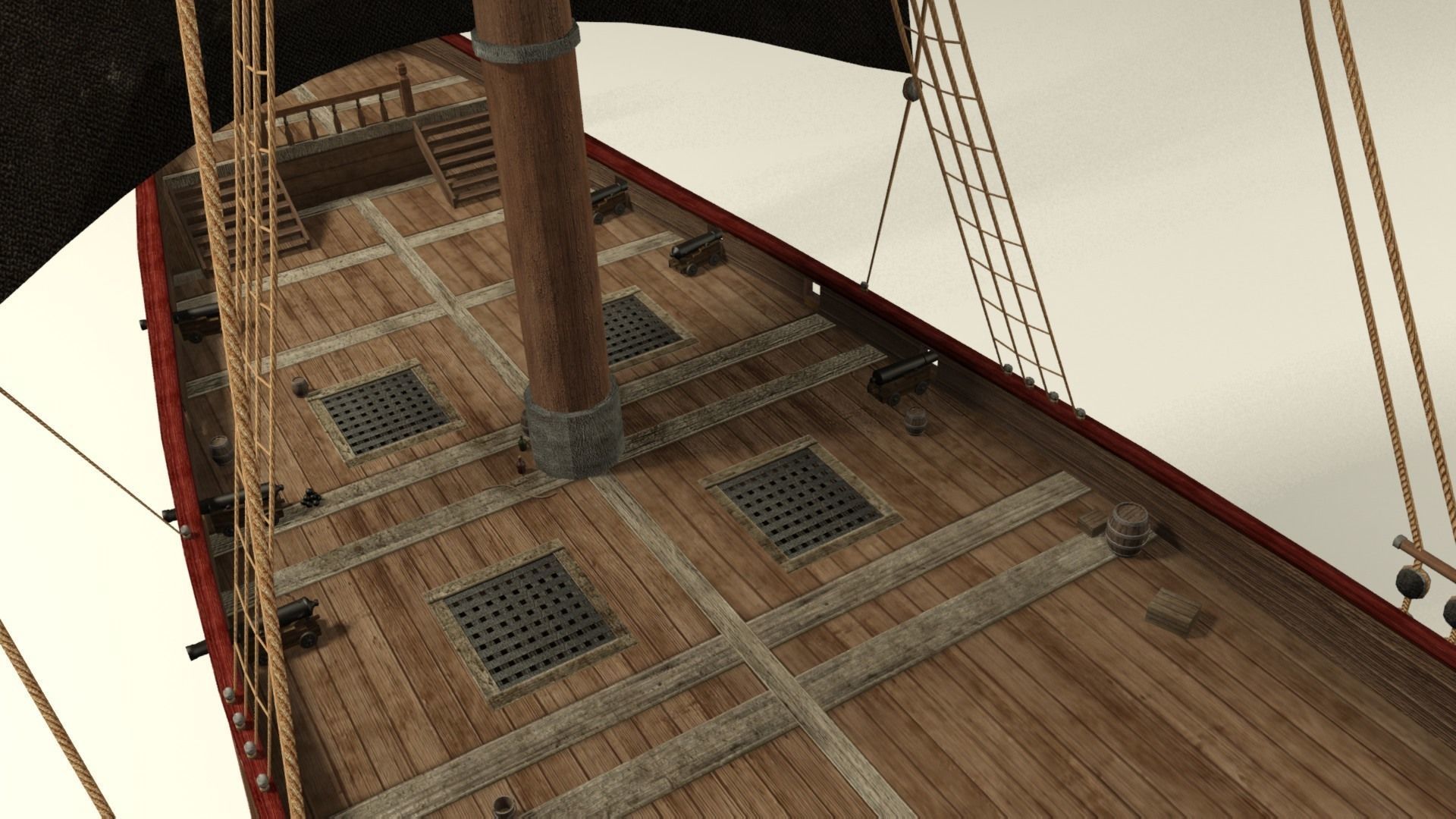 Pirate vessel ship Low-poly 3D model_6