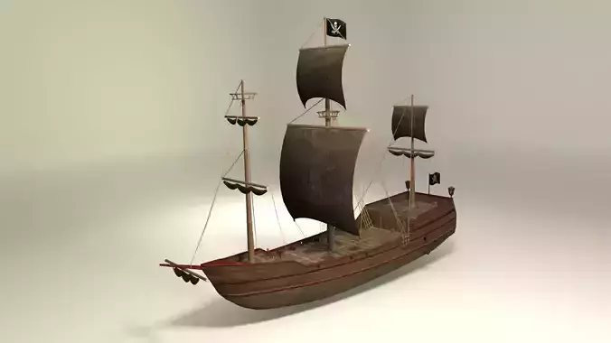 Pirate vessel ship Low-poly 3D model