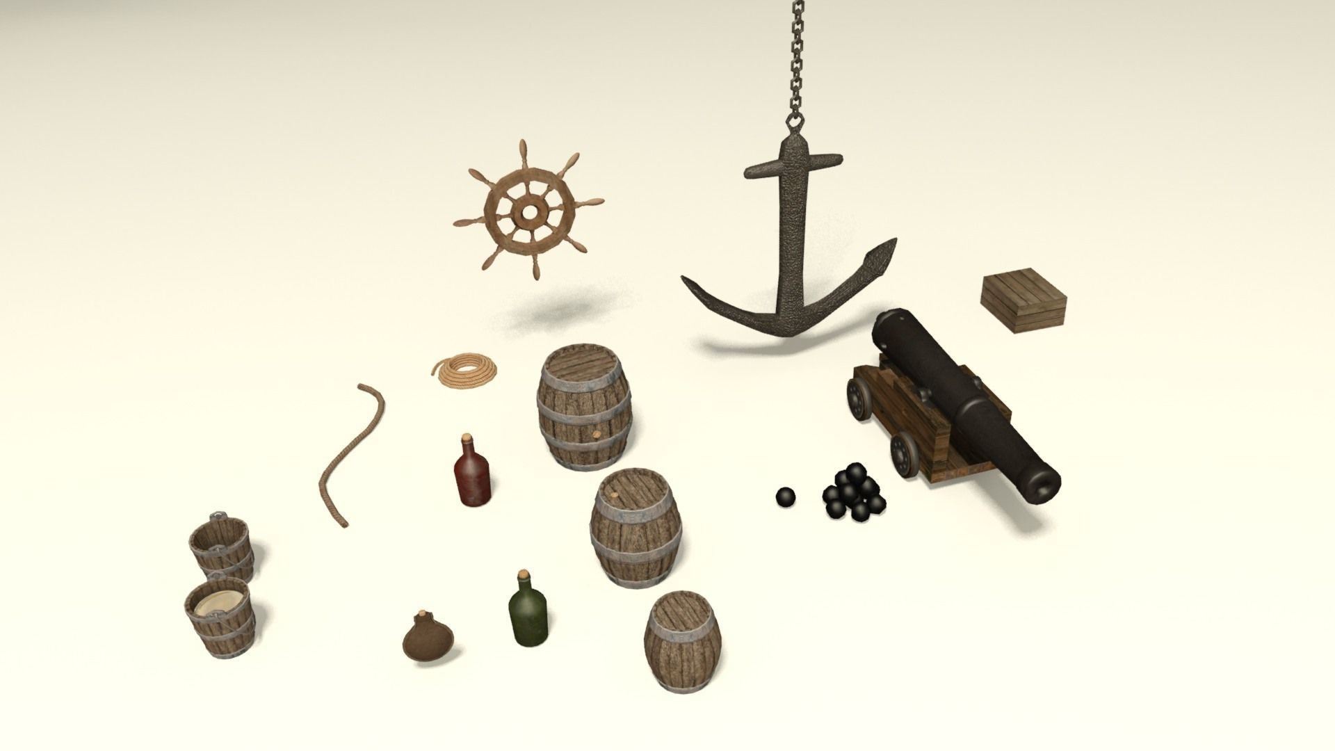 Pirate vessel ship Low-poly 3D model_11