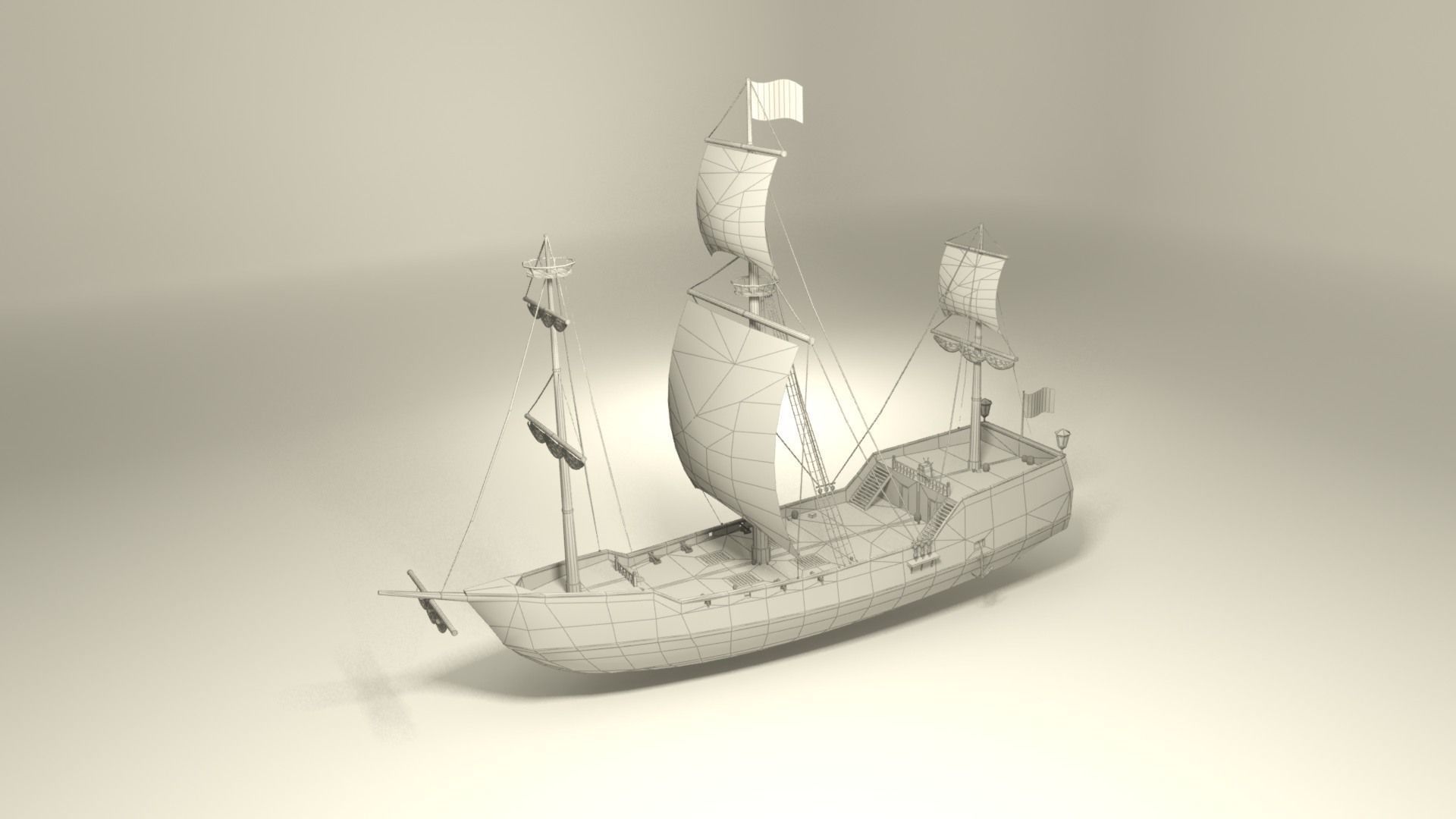 Pirate vessel ship Low-poly 3D model_9