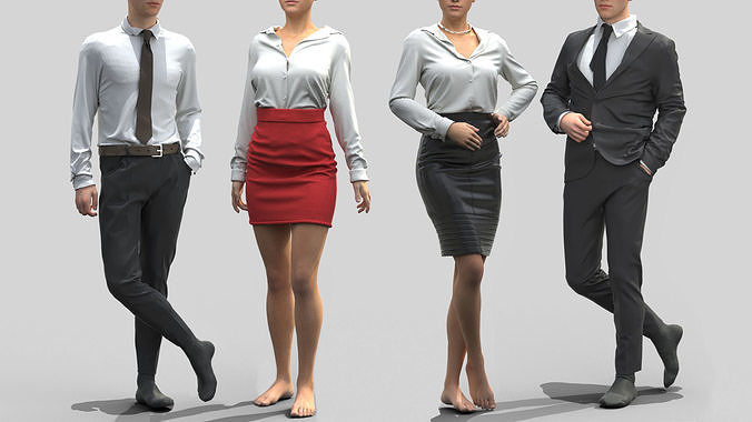Male and Female Office Outfits  3D model